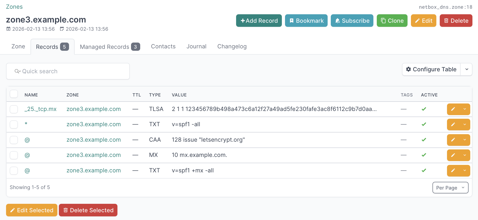 zone records with template